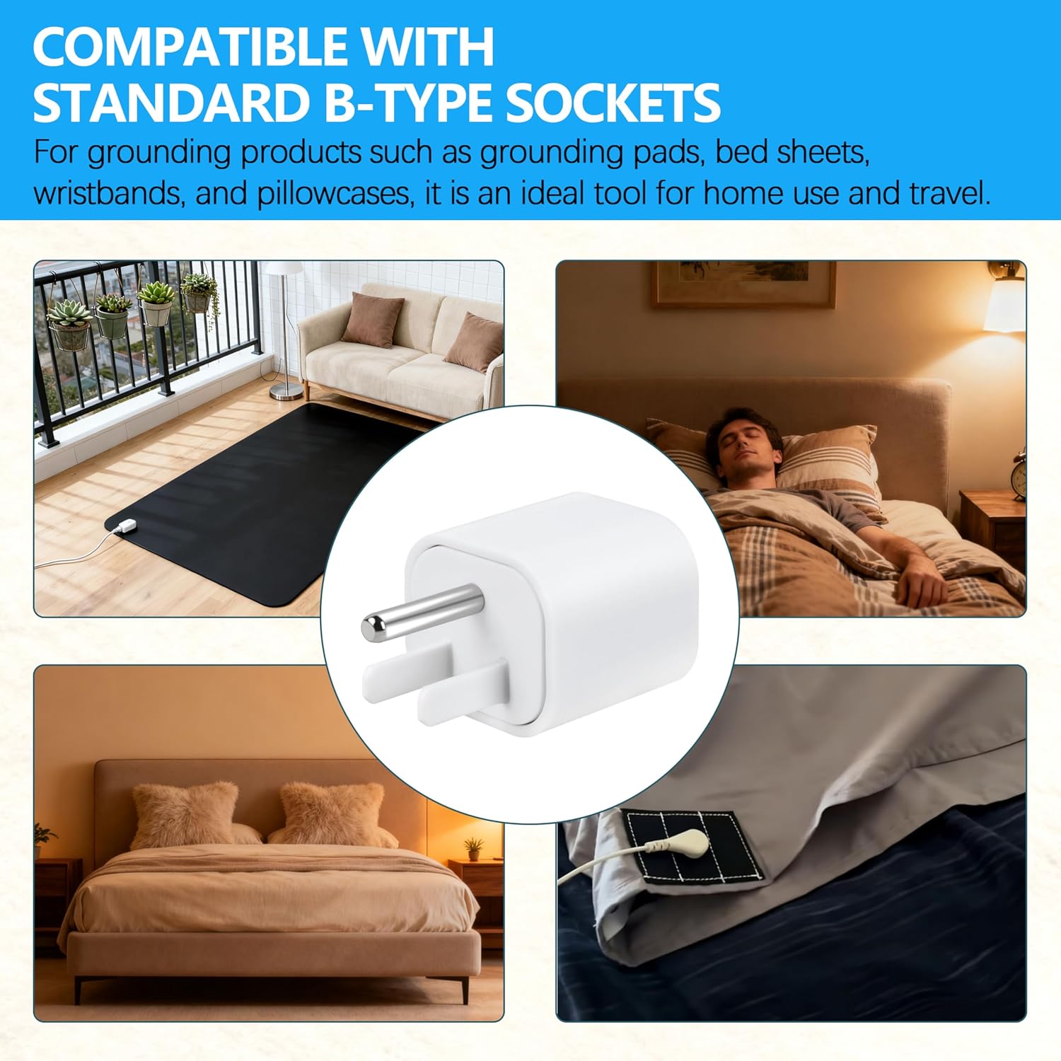 Grounding Plug Adapter, Suitable for Dual Port Grounding Connections of Grounding Pads, Bed Sheets, And Wristbands, Universal B-Type Socket Compatible With Splitters - Image 7