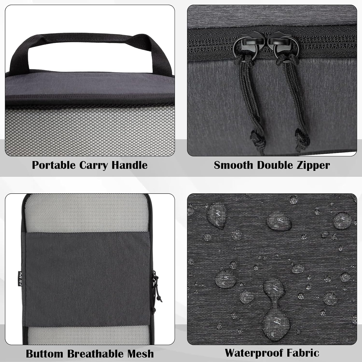 Extra Large Compression Packing Cubes for Travel Essentials, 2 Set Expandable Compression Bags for Travel Packing Cubes for Suitcase Luggage Organizer Bags, Black Mesh - Image 3