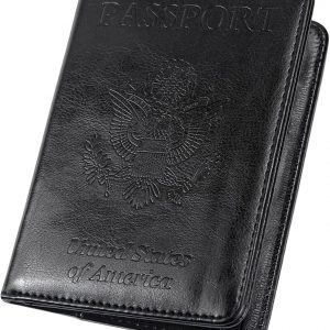 ILIYAH-Passport Cover-Passport Holder for Travel Women/Men Passport Wallet Case Travel Accessories Card Holder Wallet Unisex Travel Gifts(Black US)