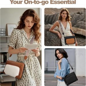 Anti-Theft Crossbody Purse for Women, Crossbody Shoulder Bag with Built-in Wallet & RFID Blocking for Travel Workout