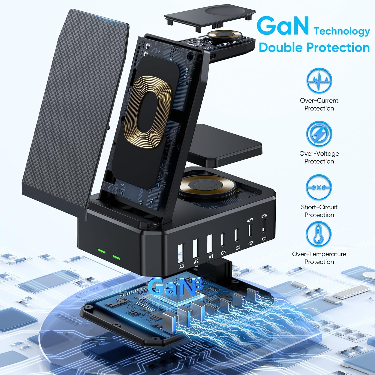 300W Charging Station for Multiple Devices Apple,10 in 1 Wireless Charger for iPhone,GaN III USB C 65W PD Fast Charging Stand Dock for MacBook,iWatch&Airpods (Wireless Charging Only for Apple) - Image 5