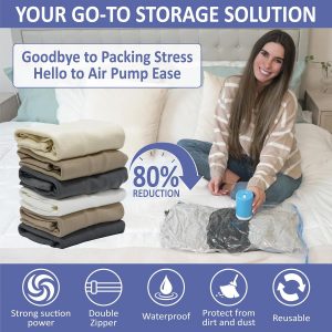 Cozy Essential 15 Pack Travel Vacuum Storage Bags with Rechargeable Wireless Electric Pump for Luggage, Suitcase, Carry-on Size Vacuum Seal Compression Space Saver Bags for Clothes and Clothing Travel