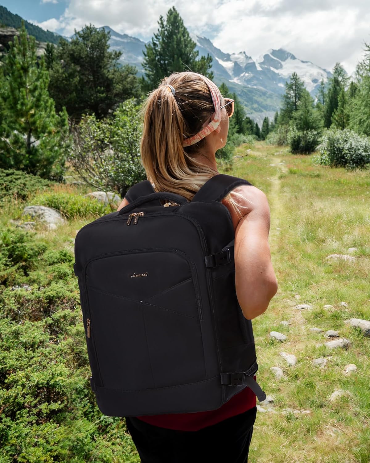 LOVEVOOK 40L Travel Backpack for Women&Men,TSA Carry on Backpack for Airplanes with 3 Packing Cubes,Personal Item Bag Fit 17" Laptop, Waterproof Essentials Airline Approved Luggage - Image 8