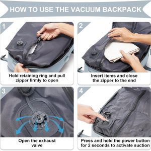 coowoz Vacuum Backpack Travel with Pump,Travel Backpack with Vacuum System For Women Men,Carry On Backpack,Hiking Backpack Waterproof Outdoor Sports Rucksack Casual Daypack,25L(Built-in Pump)