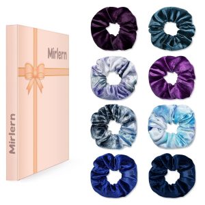 Velvet Scrunchies with Zippers Pocket, 8 Pcs Velvet Soft Hair Ties, Hidden Pocket Hair Scrunchies Accessories for Women Girls, Ponytail Holder Secret Compartment Items (Blue & Purple)