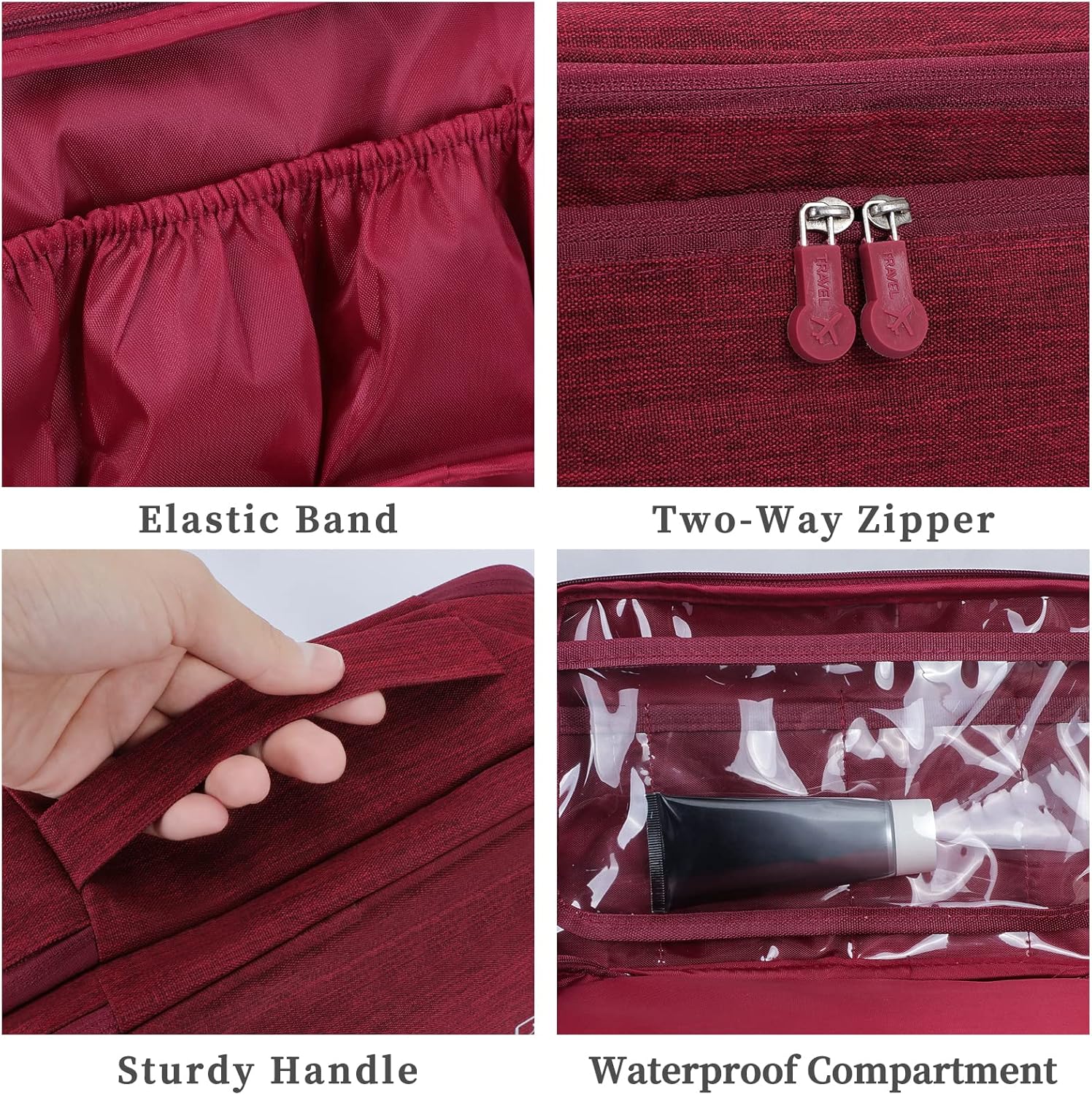 Unaone Travel Underwear Organizer - Portable Bra Travel Packing Storage Bag Large Compartment Underwear and Sock Organizer Bag, Burgundy - Image 6