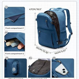 Vacuum Backpack Travel with Pump Women, Carry On Laptop Compression Backpacks Flight Approved, Mochila de Viaje Compresion al Vacio, Waterproof Travel Backpack with Vacuum System Men(blue)