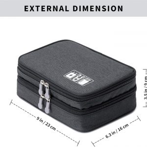 Lanola Travel Cable Organizer Bag, Electronic Accessories Case Portable Double Layer Cable Storage Bag for Cord,phone,Charger, Flash Drive, Phone, SD Card,Personal Items – (Black)