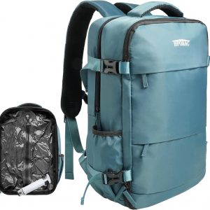 Vacuum Backpack Travel 50L, Carry On Compliant Backpack Water-Resistant, Fits 17-Inch Laptop & 1 Week Gear, Expandable Compression System, Vacuum Pump Included, Gifts for Women & Men Travelers, Teal