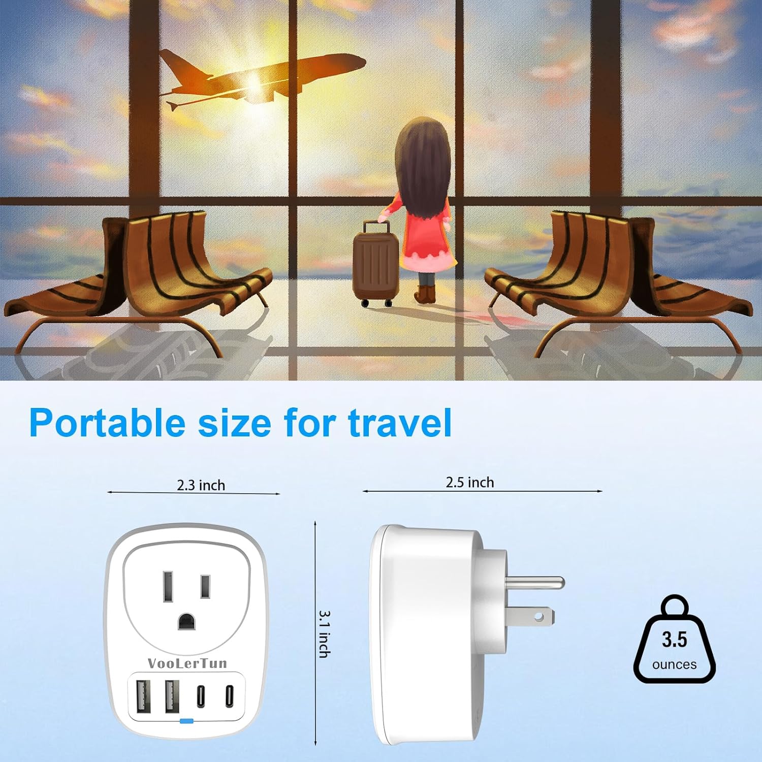 Multi Plug Outlet Extender 2 Packs, Outlet Plug Adapter, American Type B Plug Adapter with 1 Electrical Outlets, 4 USB Charger Ports (2 USB C), for School, Travel, Office, Home Essentials - Image 8