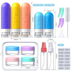 19pack Travel Bottles for Toiletries, TSA Approved Silicone Size Containers for toiletries, Refillable & Leakproof Travel shampoo and conditioner bottles