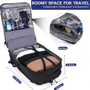 Mens Travel Backpack 40L, TSA Approved Carry On X-Large Backpack with USB Charging Port Durable Water-resistant Convertible Duffle Luggage Bag Large Weekender Bag Daypack Fits 17.3 Inch Laptop