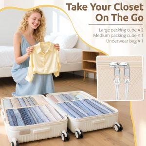 All-in-One 22 Pcs Packing Cubes for Travel Essentials –Includes Cubes,toothbrush covers，Silicone Bottle Cover,zipper bags, Matte Cosmetic Bag, Drawstring bag for Carry-On & Suitcase