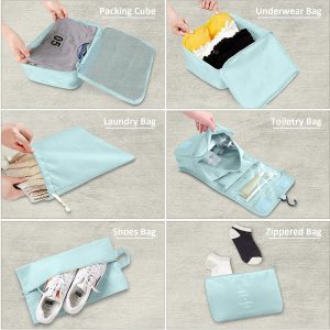 8 Set Packing Cubes, Travel Luggage Packing Organizers (BLUE)