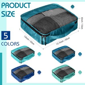 Bulyoou 5 Pcs Packing Cubes for Suitcase Large Travel Cubes Carry on Luggage Organizer Bags for Clothes Accessories(M,Blue)