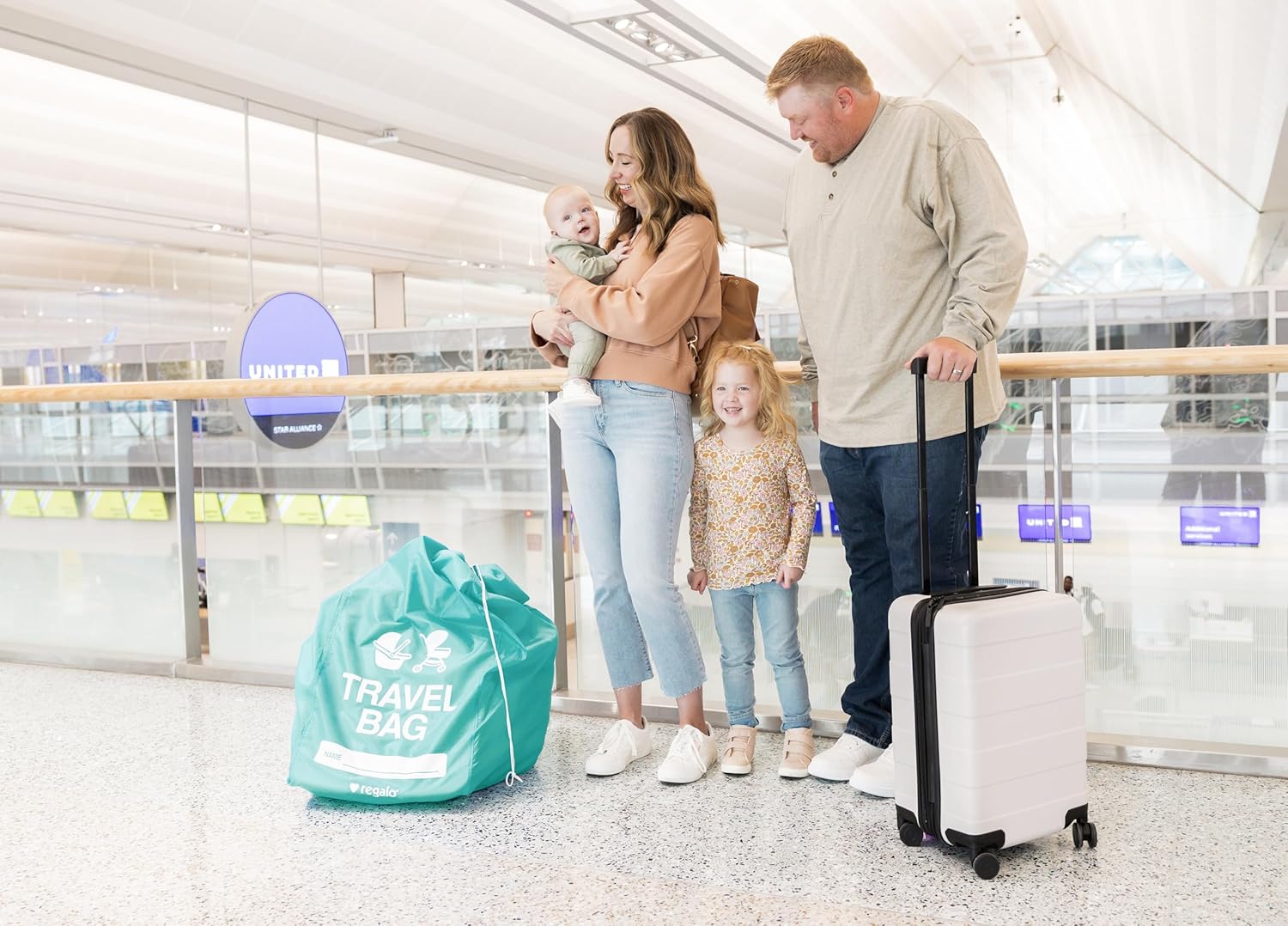 Regalo Airline Certified Travel Bag, Award Winning Brand, Durable Fabric, Univerial Gate-Check, Fits All Car Seats and Most Strollers, Turquoise,Compact Stretch Storage Pouch - Image 6