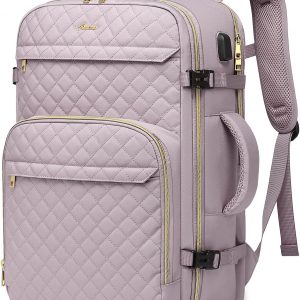 Carry On Women Travel Backpack: TSA Flight Approved Personal Item Backpacks Large 40L Waterproof Luggage Suitcase Backpack Fit 17 Inch Laptop Weekender Overnight Traveling Bag with USB Charge Nude