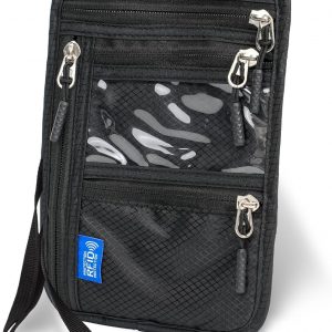 Neck Wallet Passport Holder for Men Women RFID Blocking Water Resistant Hidden Travel Pouch with Adjustable Strap Holds Phone Cards Cash (black)