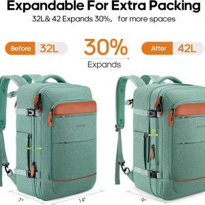 Bagsure Travel Backpack 42L Flight Approved Carry On Backpack, Expandable Laptop Backpack with Packing Cubes & Shoe Pocket, Water Resistant Luggage Daypack for Men Women Business Weekender Bag