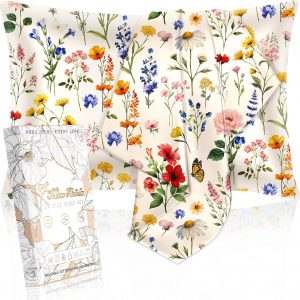 Miss Adola 2 Pack Satin Pillowcase – Queen Size 20 x 30 Inches with Hidden Zipper Beige Flower Soft Sleeping Satin Pillow Case for Women, Moms
