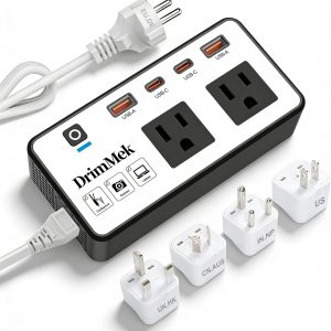 200W Voltage Converter US to Europe, 220V to 110V Power Adapter for European Travel, 2 USB C & 2 USB A Ports, 2 AC Outlets for Laptop, Phone -EU UK AU IT Plug Included