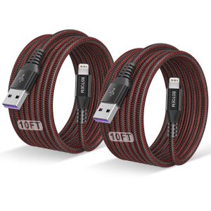 2Pack for iPhone Charger Cable 10 Ft,Long Lightning for Apple Charging Cord 10ft for iPhone 14/13/12/11 Pro/X/Xs Max/XR/8 Plus/7/6/5/SE,for IPad USB Charge Wire 10 Foot