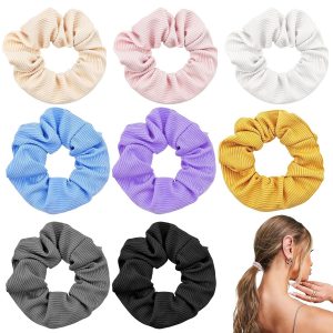 8PCS Pocket Scrunchie with Zipper Pocket for Women, Hair Ties with Hidden Storage Compartment for Cash, Large Ponytail Holder Hairs Accessories for Girls Thin Thick Hair