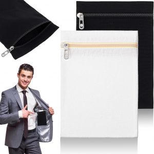 Molain 2 Pcs Sew-in Side Hidden Pocket with Zipper, Coat Inside Pockets Inside Travel Security Pocket for Clothing Sewing Wallet Pouch for Jackets Coats Sweatshirts