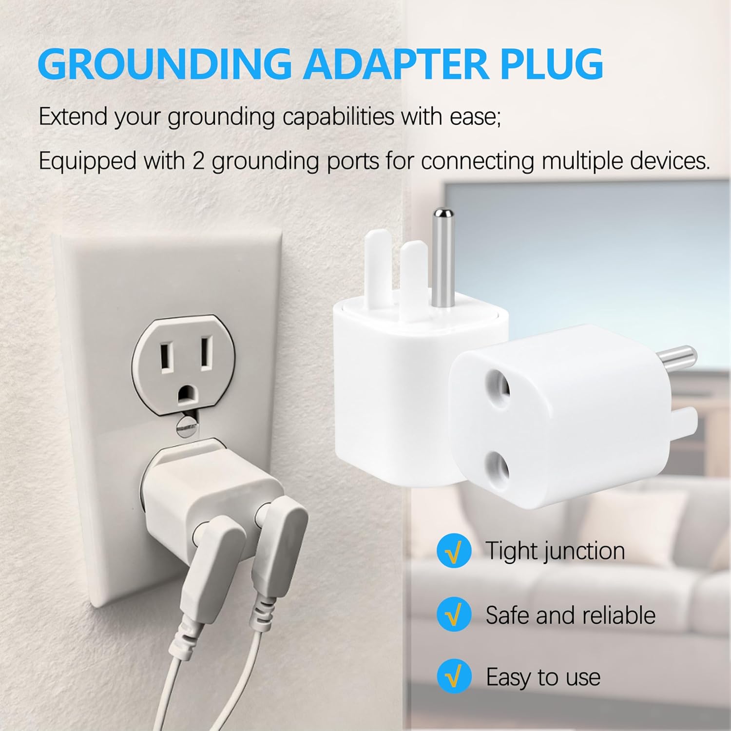 Grounding Plug Adapter, Suitable for Dual Port Grounding Connections of Grounding Pads, Bed Sheets, And Wristbands, Universal B-Type Socket Compatible With Splitters - Image 4