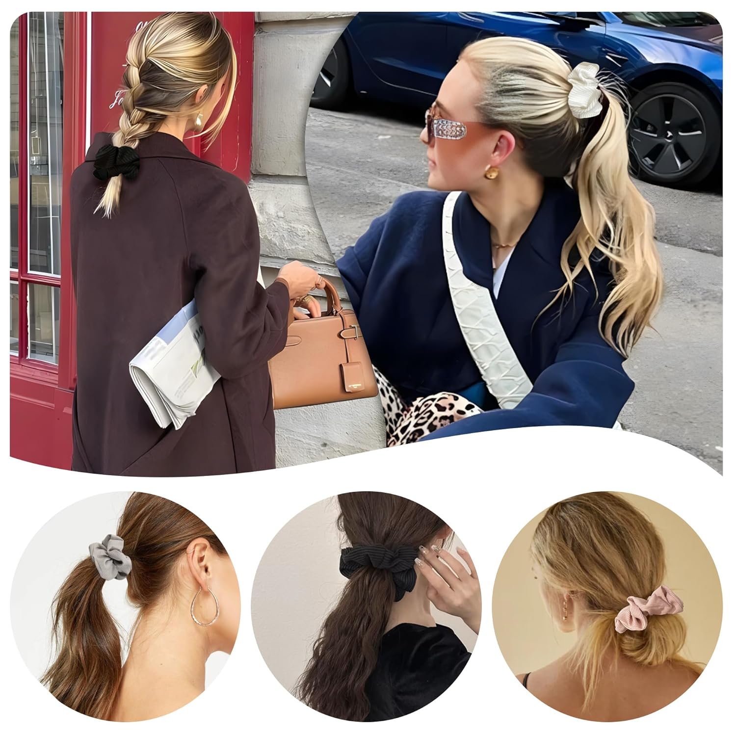 Pocket Scrunchies Hair Ties with Hidden Zipper Stash Scrunchy Ponytail Holder - Image 9
