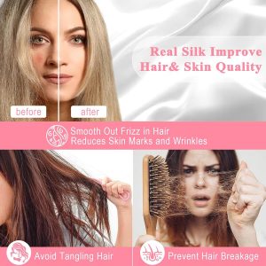 BYDHZN 100% Pure Silk Pillowcase 2 Pack for Hair and Skin, Both Sides 23 Momme Grade 6A+ Mulberry Silk Pillowcases with Hidden Zipper, Soft&Smooth Cooling Pillow Cases (White, King 20×36)