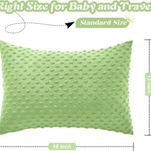 Entisn Toddler Pillowcase 13 x 18 Inch, 2 Pack Minky Dot Toddler Pillow Covers with Zipper Closure, Soft Fleece Pillow Shams for Nursery, Girls, Boys (Sage Green)