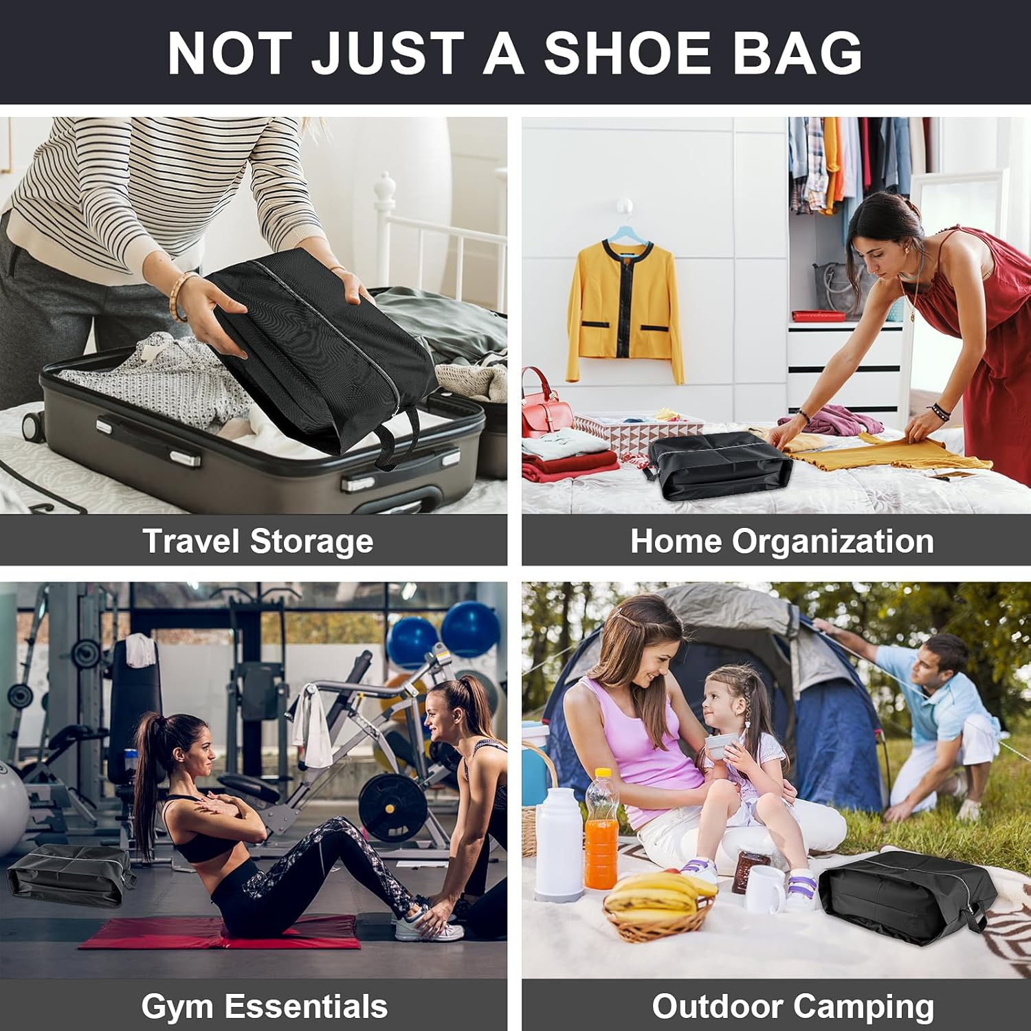 Shoe Bags for Travel, 4 Pack Extra Durable Travel Shoe Bags for Storage and Packing, Reusable Water-proof Shoe Bag with Smooth Zipper, Portable Travel Essentials - Image 4