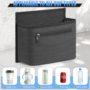 Luggage Travel Cup Holder Attachment for Suitcase Drink Carrier Caddy, Coffee Mug and Tumblers, Traveler Carry on Hands Free Accessory- Gifts for Flight Attendants Travelers Accessories- Black