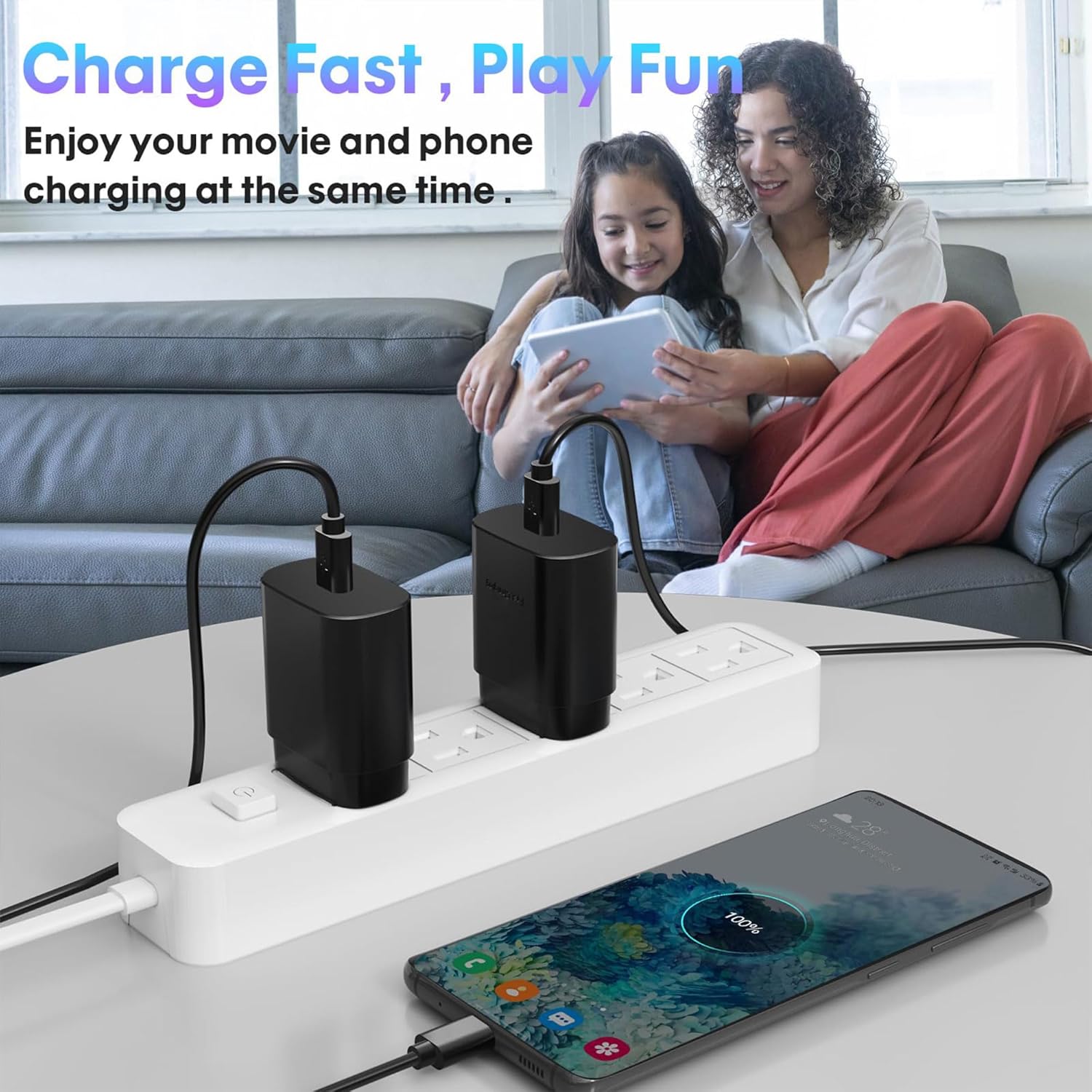 2-Pack Fast Type C Charger, Type C Charger Fast Charging Block with 4FT USB C Cable Compatible with S24U/S23/S22/S21/S20/i Phone 16/15 (Black) (for Samsung 25W) - Image 5