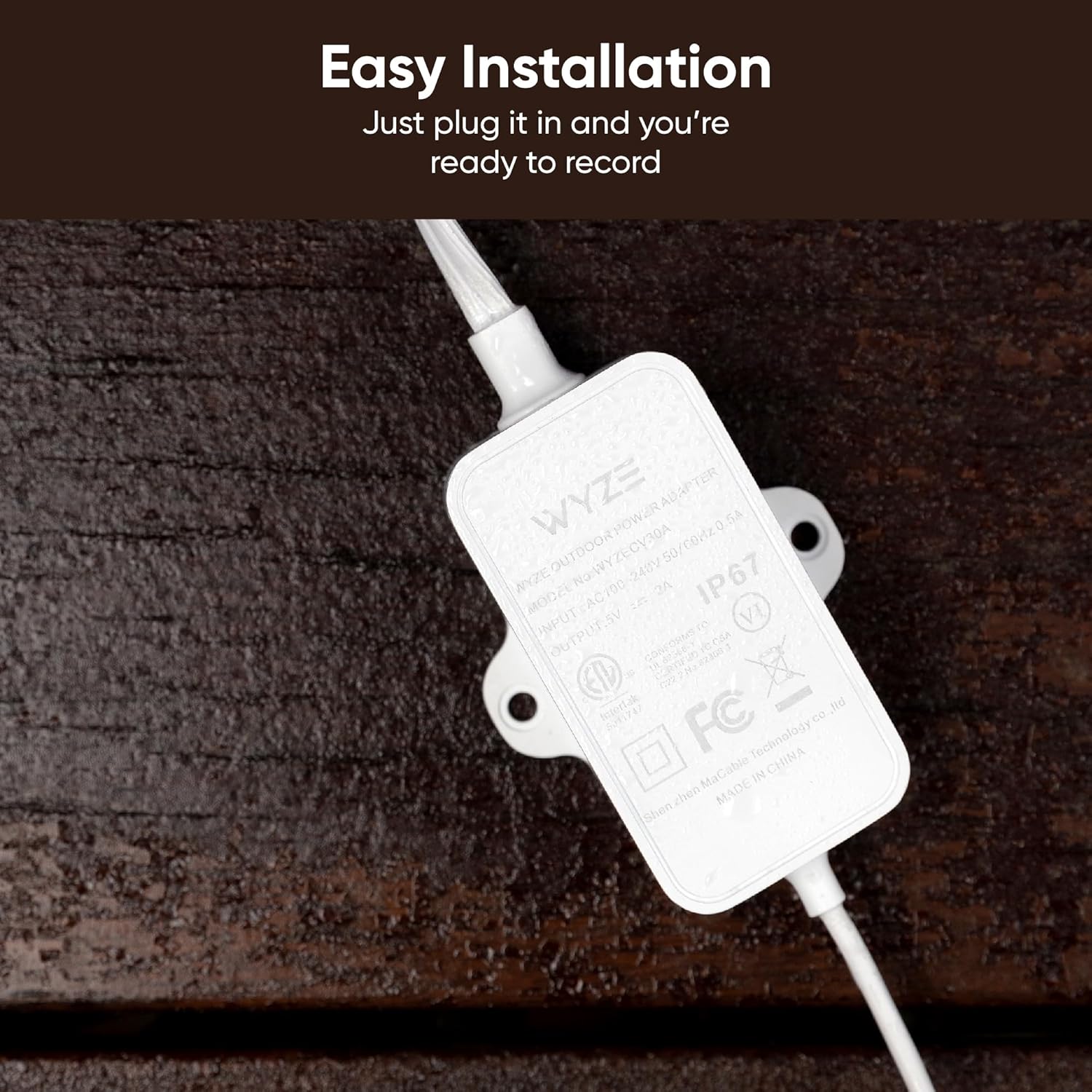 Wyze Outdoor Power Adapter, Works with Wyze Cam v3/v3 Pro/v4, Cam OG, Pan v3 and Battery Cam Pro(L-Shaped Micro-USB Adapter Included) - Image 4