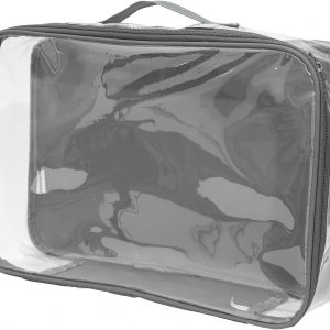 Large Clear Travel Packing Cube/See-Through PVC Organizer for Suitcase/Multipurpose Pouch w/Handle/Dress Shirts, Pants, Cashmere, Sweaters & Seasonal Linen Storage Protection (Gray)