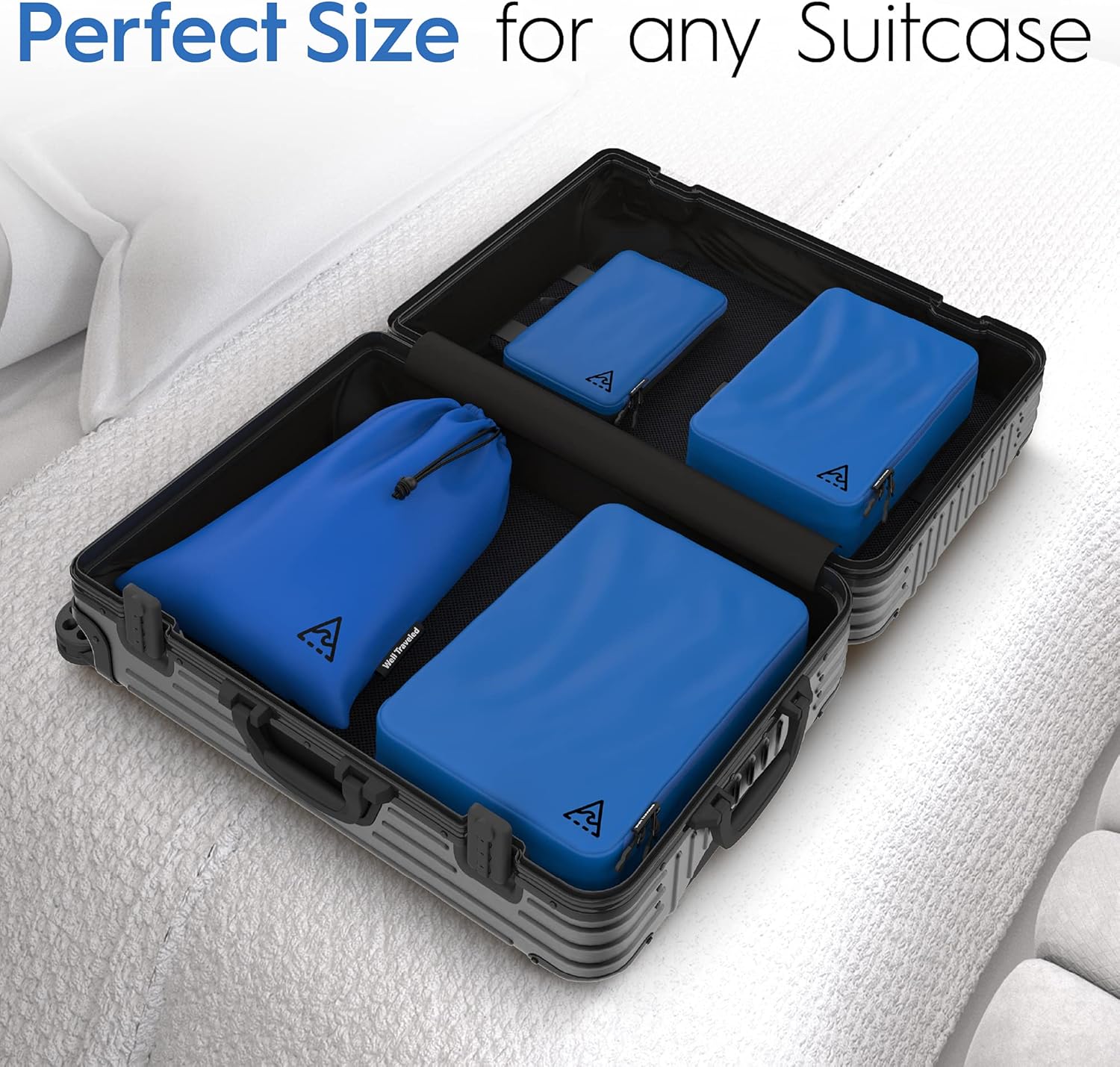 4-Piece Luxury Compression Packing Cubes & Bags for Travel – Maximize Space in Luggage with HybridMax Double-Capacity Design, 50 Luggage Tags, Patented Suitcase Organizer Bags, Lifetime Satisfaction - Image 7