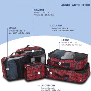 Marvel Spiderman 5-Piece Packing Cube Set – Spiderman, Ironman, Captain America – 5 Piece Packing Cubes Compression Travel Essential Accessories – Luggage Suitcase Organizer Set – For Kids, Adults