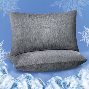 Fittia Cooling Pillow Cases for Hot Sleepers, 2 Pack Standard Size, Breathable Cooling Pillow Covers with Hidden Zipper, Both Sides Q-Max>0.45, Ideal for Night Sweats, Black