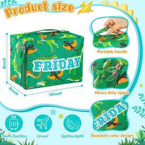 Paterr 7 Pcs Packing Cubes for Travel Kids Days of Week Compression Packing Cubes Colorful Luggage Organizers Suitcase Camp(Dinosaur)