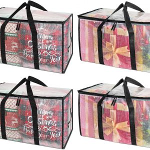 BALEINE 4-Pack Oversized Moving Bags with Reinforced Handles, Heavy-Duty Storage Tote for Clothes, Moving Supplies (Clear, 4-Pack)