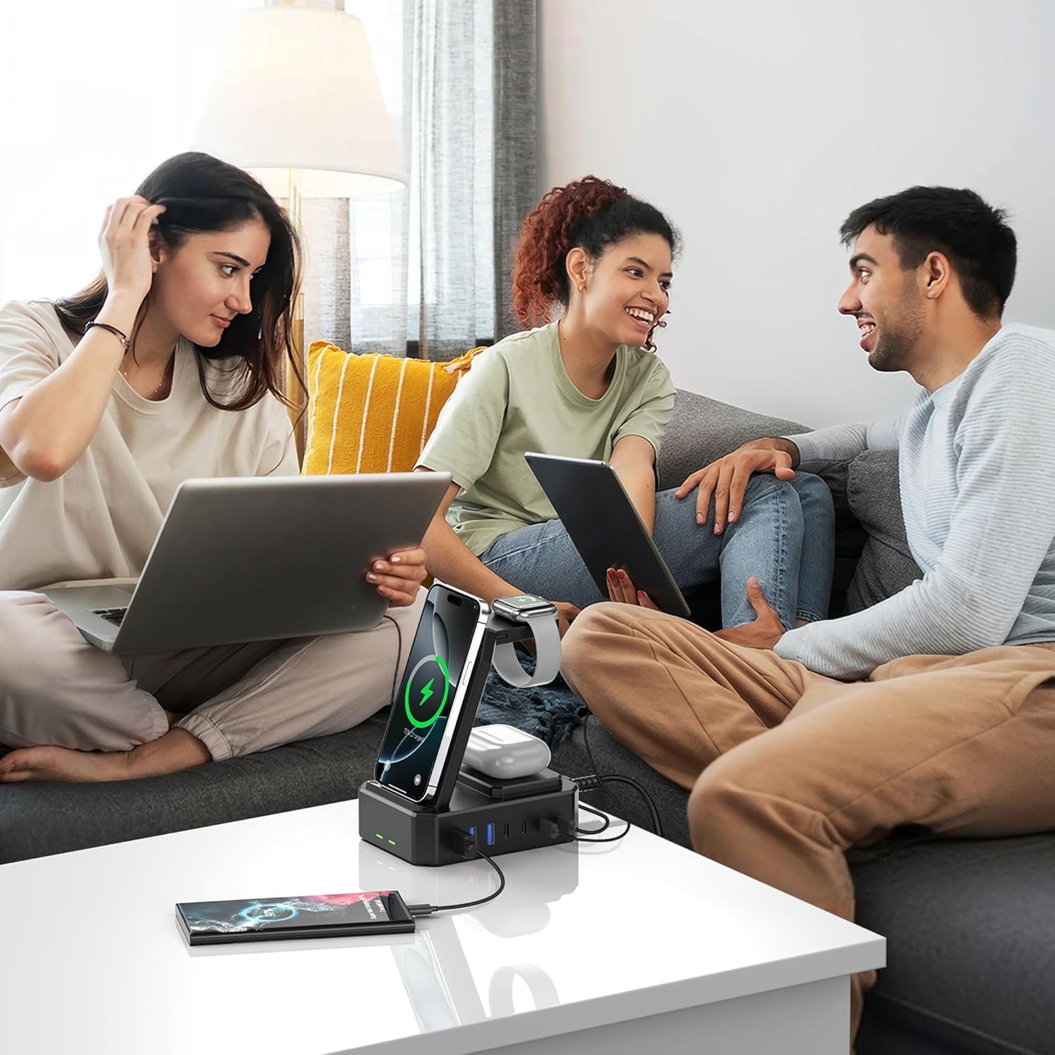 300W Charging Station for Multiple Devices Apple,10 in 1 Wireless Charger for iPhone,GaN III USB C 65W PD Fast Charging Stand Dock for MacBook,iWatch&Airpods (Wireless Charging Only for Apple) - Image 6