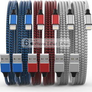 [Apple MFi Certified] 6Pack 3/3/6/6/6/10 FT iPhone Charger Nylon Braided Fast Charging Lightning Cable Compatible iPhone 14 Pro/13 mini/13/12/11 Pro MAX/XR/XS/8/7/Plus/6S/SE/iPad