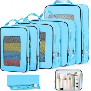 7 Set Compression Packing Cubes Packing Organizer for Travel,Travel Accessories for Carry on Luggage Suitcase Backpack Expandable Organizers