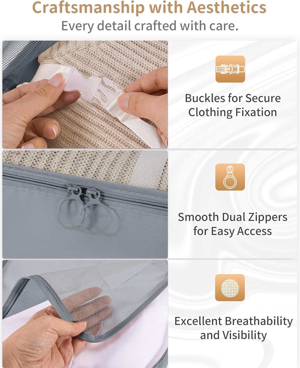 Packing Cubes 11 Set, Suitcase Organizers, Luggage Organizer Bags for Travel, Packing Cubes for Travel, with Toiletry Bag Essentials,Gray - Image 4