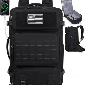 Mens Travel Backpack 40L, TSA Approved Carry On X-Large Backpack with USB Charging Port Durable Water-resistant Convertible Duffle Luggage Bag Large Weekender Bag Daypack Fits 17.3 Inch Laptop