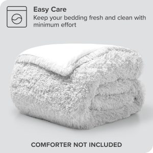 Bare Home Shaggy Fleece Duvet Cover – Boho Plush Duvet Cover – Super Soft & Luxury – Hidden Zipper Closure – All Season Bedding (King/Cal King, White)