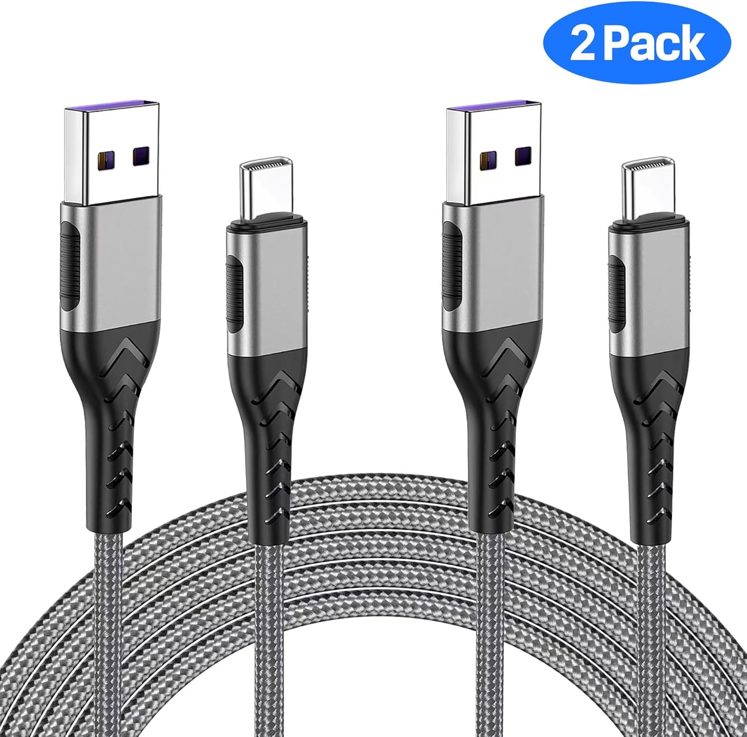 Durcord USB C Cable, Upgarded 2Pack 10ft Fast USB Type C Charging Cable for Android/Phone/Pad/Laptop, Type C Charger Braided USB Cable Compatible withi Phone 17/16/15/Pro/Plus/Max/Sam.Sung-Silver - Image 2