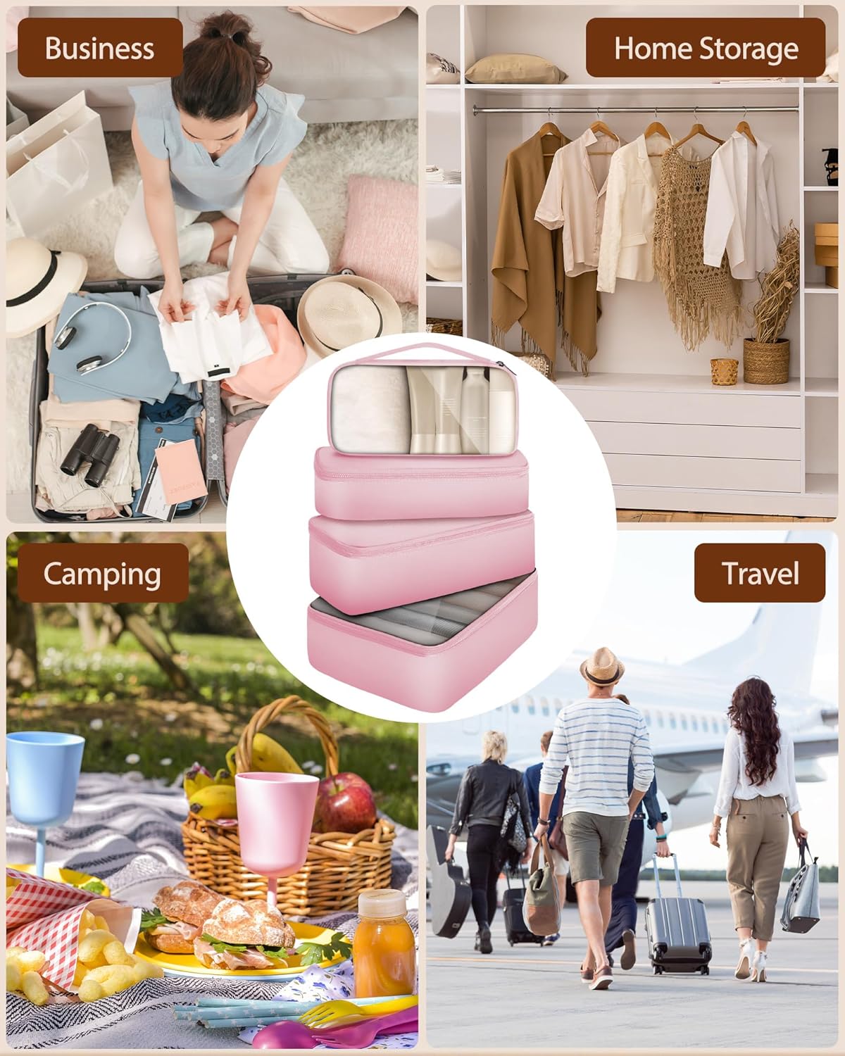 4 Set Packing Cubes, Suitcase Organizer Bags for Clothing, Toiletry, Shoe and Underwear, Durable Carry On Luggage Organizers with Zipper, Travel Essentials Accessories for Women and Men - Image 9